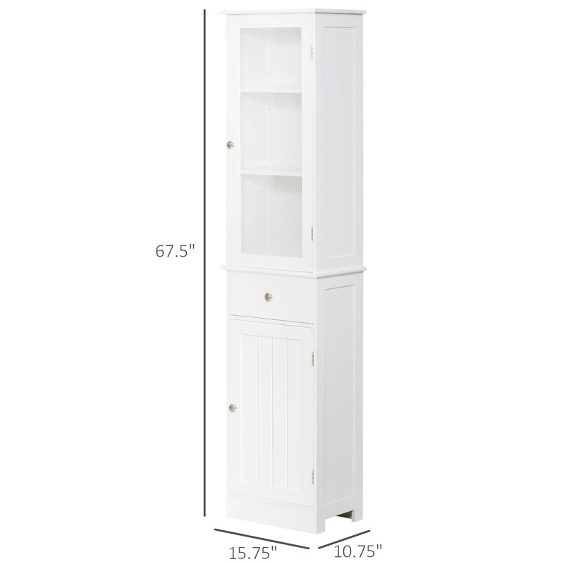 kleankin Slim Bathroom Storage Cabinet, White