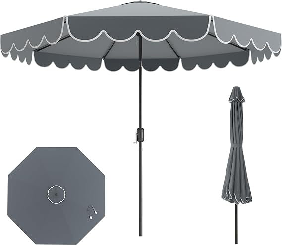 300 cm W X 300 cm D Beach Parasol with Crank Lift, Grey
