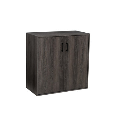 Sunjoy Quub  Two Door Cabinet, Space Saving Stackable MDF Wood Cabinet for Living Room, Bedroom and Other Indoor Space