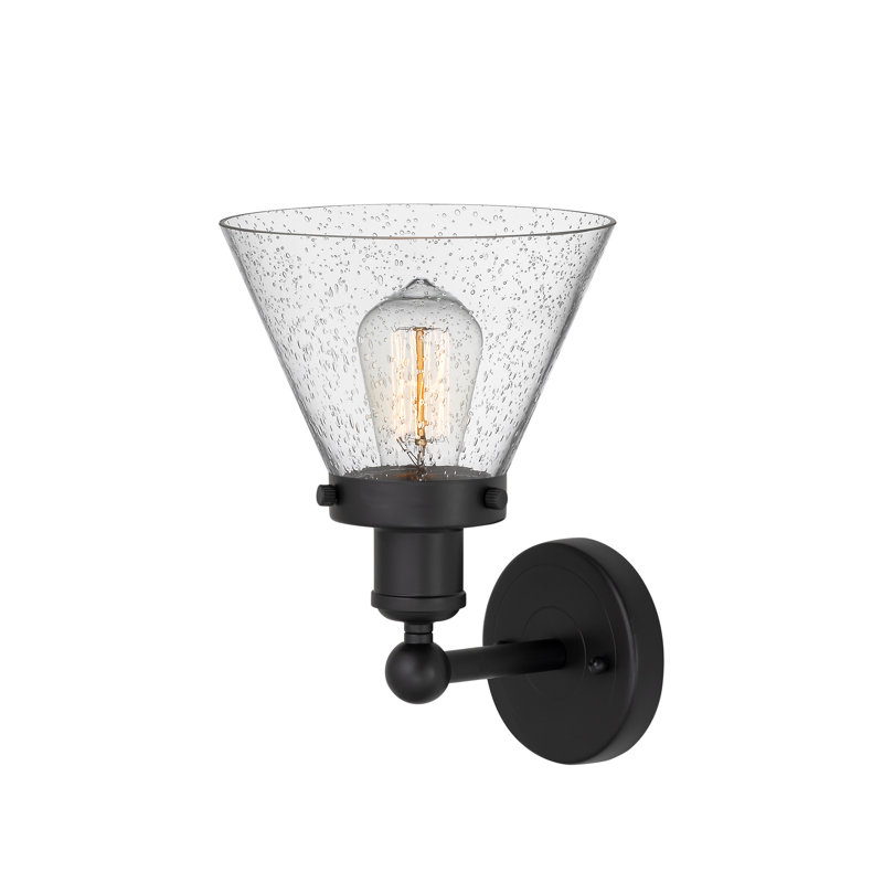 Applique murale à bras en acier 1 lumière Chesterhill, Noir mat, Bullé