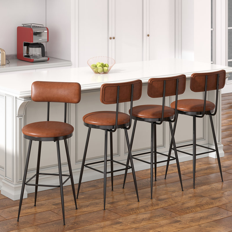Counter Stool with Metal Frame, 4, Brown