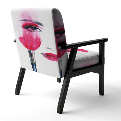 'Geore - Pink And White Fashion Woman - Upholstered Glam Accent Arm Chair