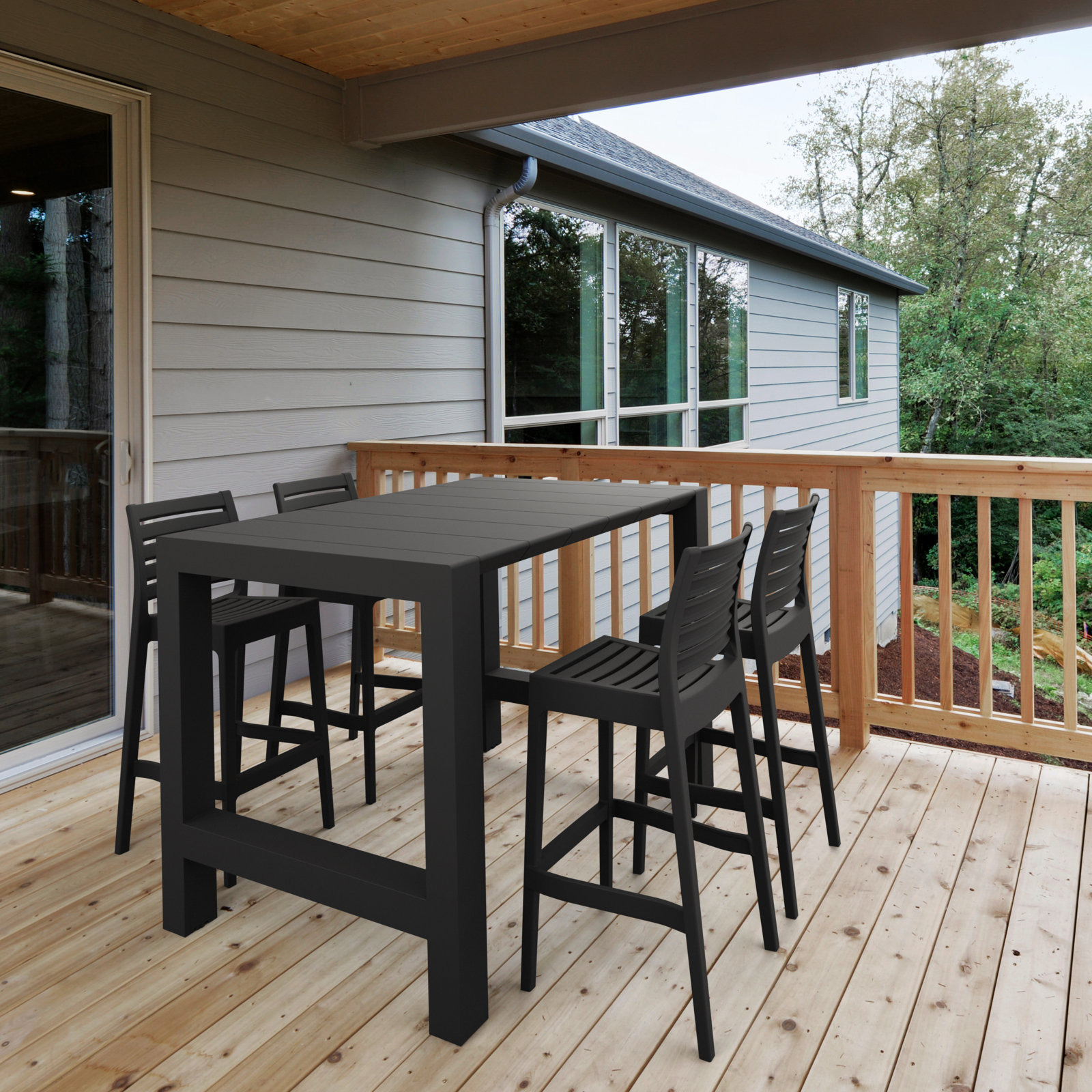 Farrah 39" Patio Dining Set, Black