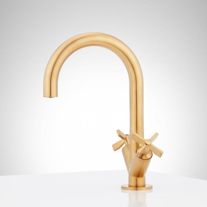 Vassor 1.2 GPM Single Hole Bathroom Faucet, Brushed Gold