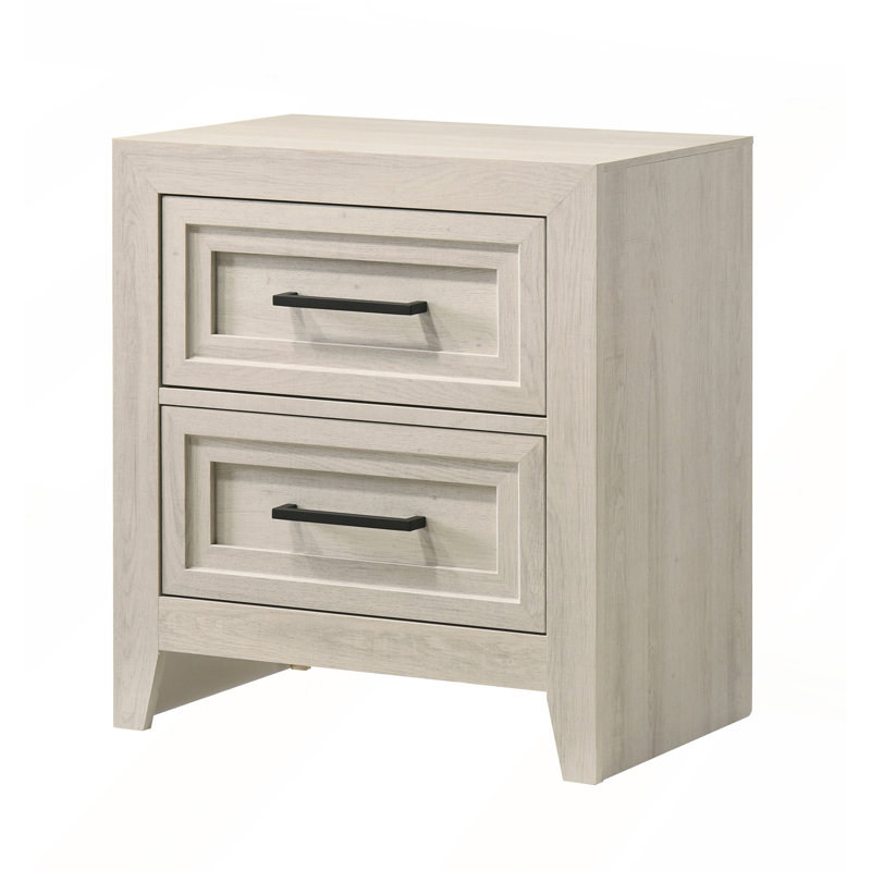 Table de chevet contemporaine à deux tiroirs avec motif géométrique pour les chambres modernes