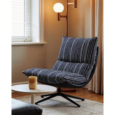 Fauteuil d'appoint pivotant en tissu italien à rayures minimaliste italien