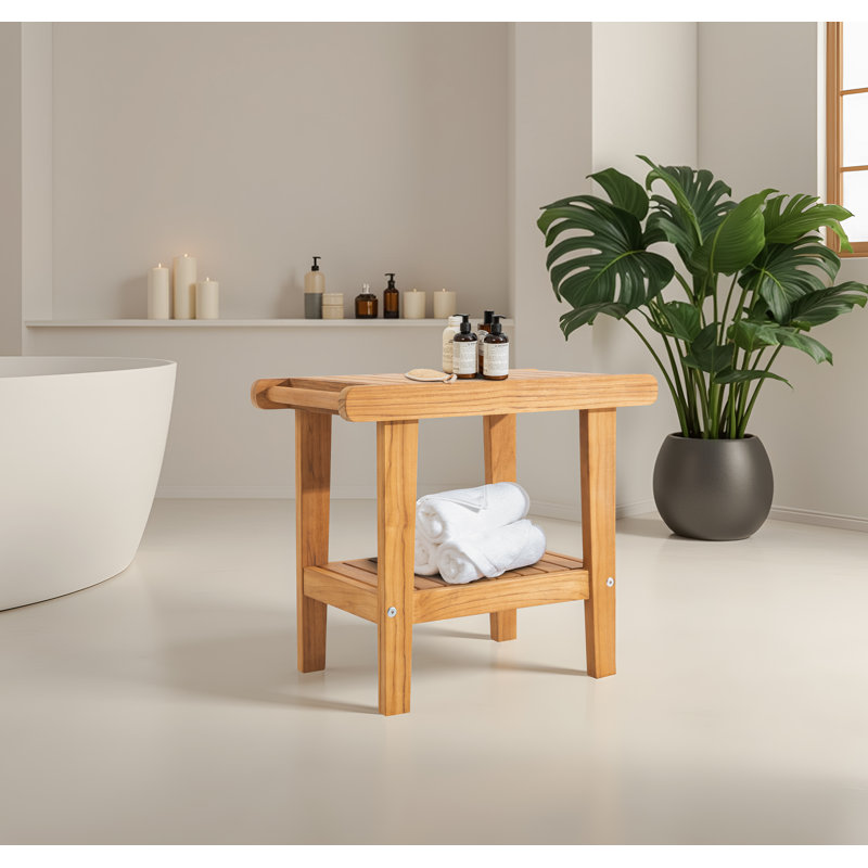 Banc de douche en teck massif 21 po