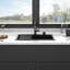 Évier 33 x 22 po en composite de quartz noir, conception robuste en granit de cuisine, design