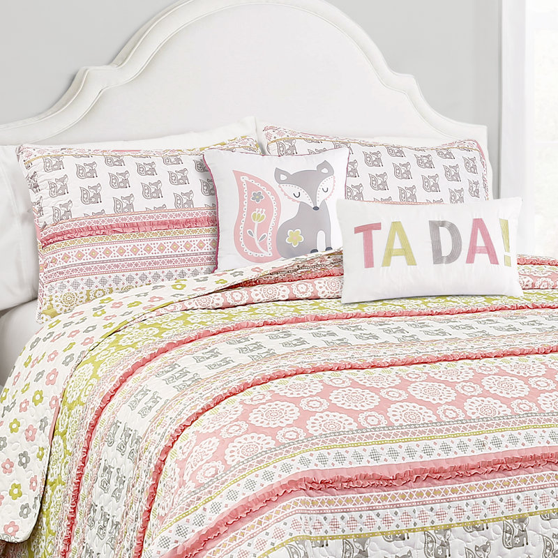Fox Ruffle Stripe Quilt Set, Twin