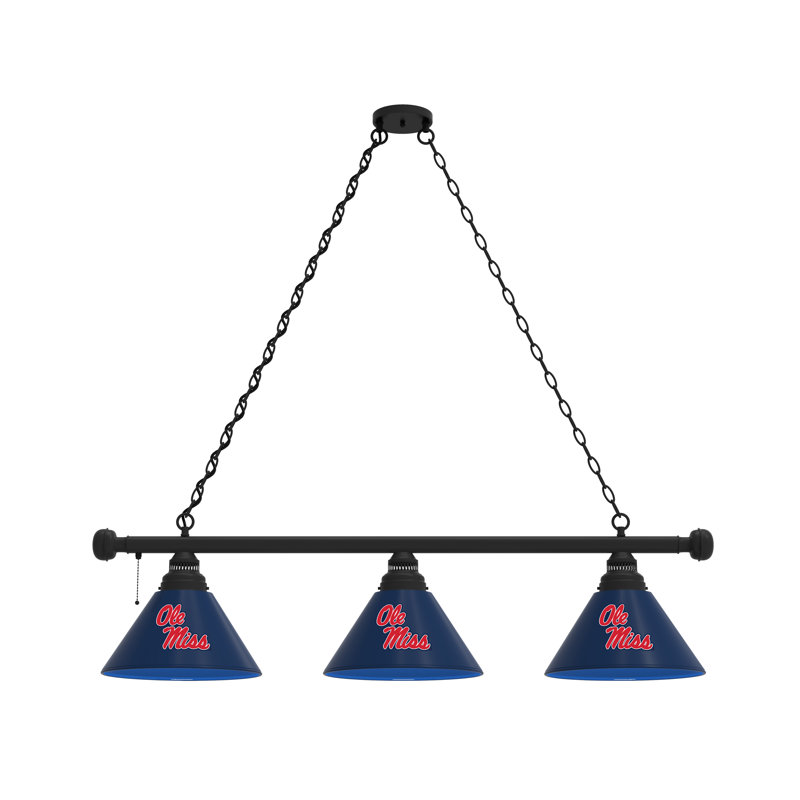 3 - Light Pool Table Lights Pendant, Black, Ole Miss Rebels