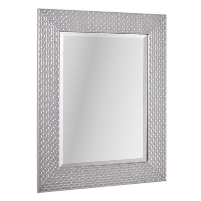 Faraaz Champagne Silver Honeycomb Textured Embossed Accent Mirror