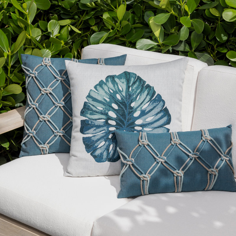 Rope Throw Square Outdoor Pillow Cover & Insert by Elaine Smith, Lagoon