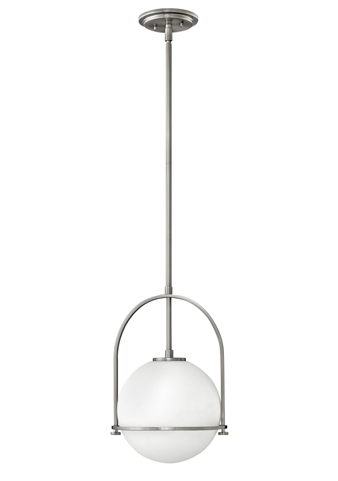 Arie 1-Light Steel Pendant with Globe Shade, 17" H x 11.5" W x 11.5" D, Brushed Nickel