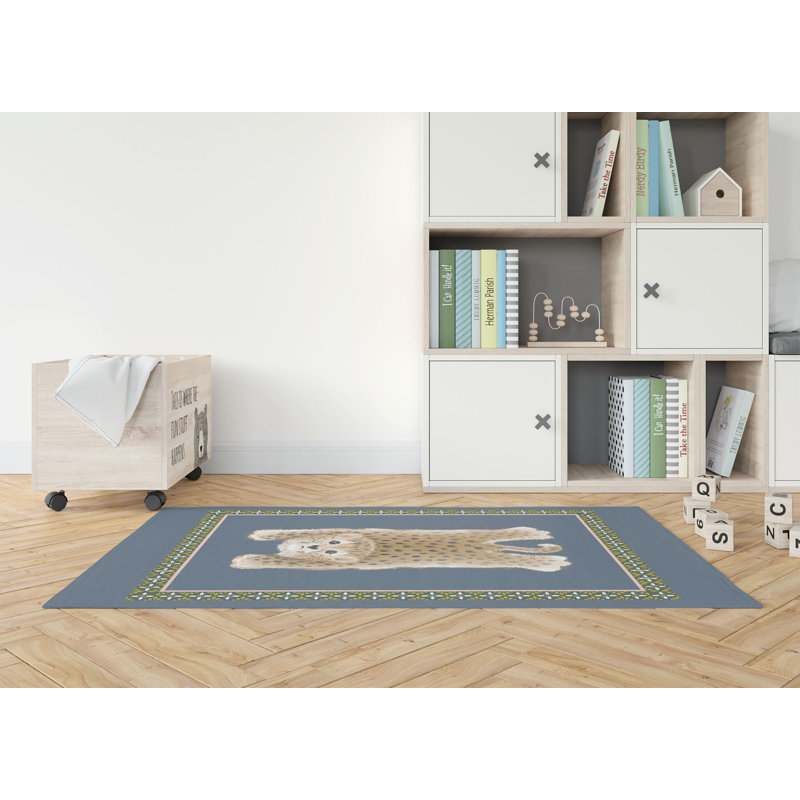 Lil Lying Leopard Kids Play Mat, Slate, Rectangle 3' x 5'