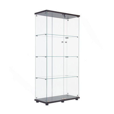 Vitrine à deux portes en verre avec quatre tablettes, idéale pour mettre en valeur des objets de collection, des livres et des trésors dans n'importe quelle maison