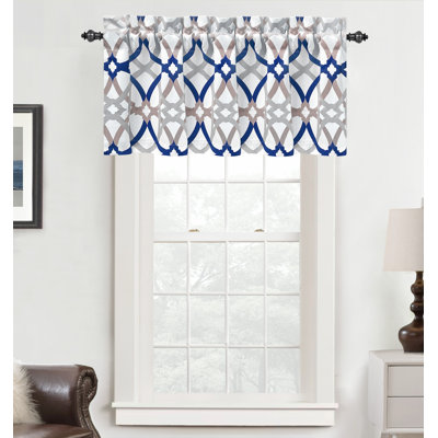 Jasso Geometric Pattern Blackout  Kitchen Valances for Windows Rod Pocket Single