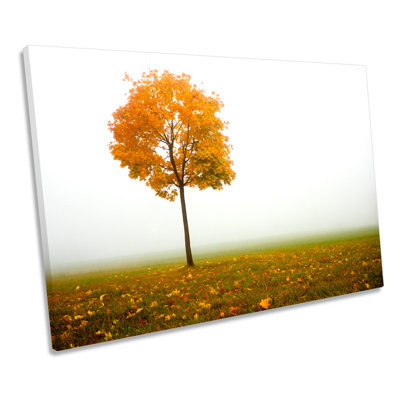 Autumn Tree Misty Landscape - Wrapped Canvas Art Prints