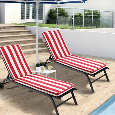 Méridienne d'extérieur 2 pièces, siège de remplacement pour meuble de patio, housse amovible avec rebords passepoilés, méridienne au design élégant, assise douce et résistante, confortable