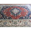Tapis de zone en laine rouge/bleu 9 pi 11 po x 13 pi 8 po one-of-kind-noué la main Beane