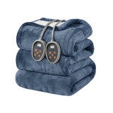 Woolrich Heated Plush to Berber Sapphire Blue Blanket Queen