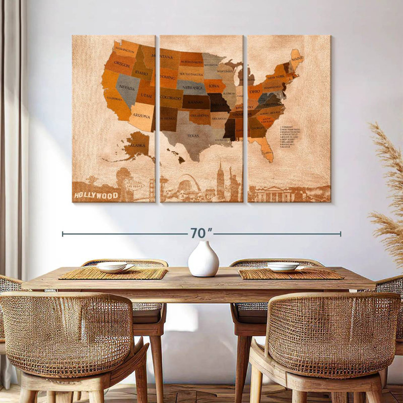 Carte d'automne des États-Unis à Aliaz, H 24 po x l 38 po