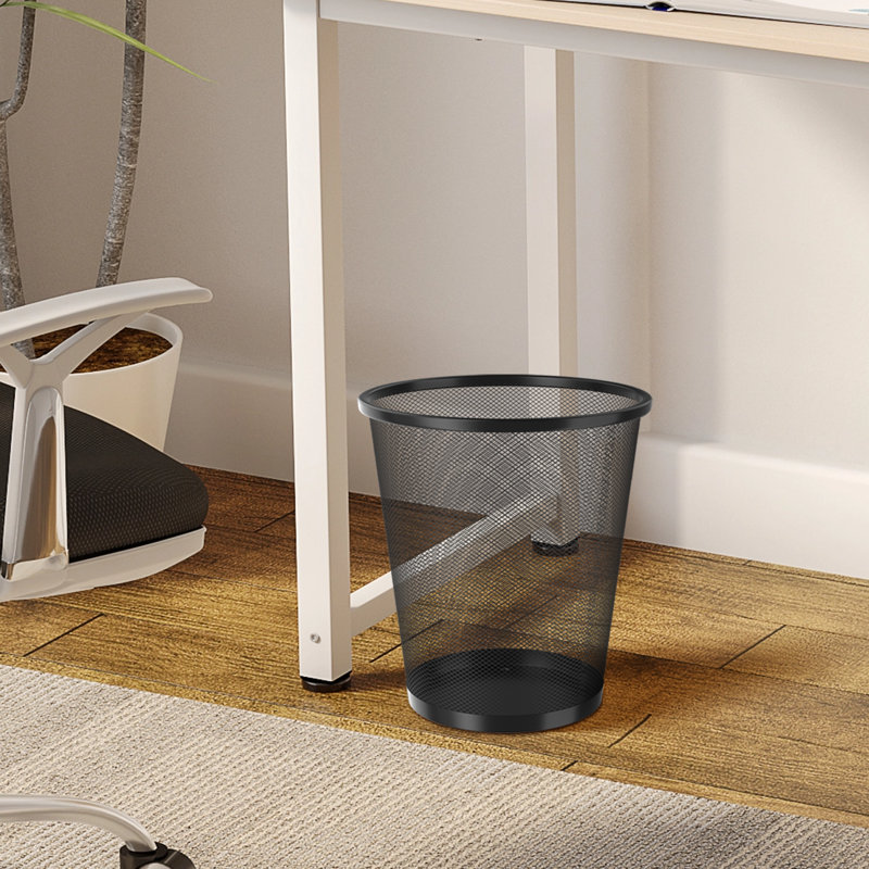 Black Metal Mesh Open-Top Waste Basket Set