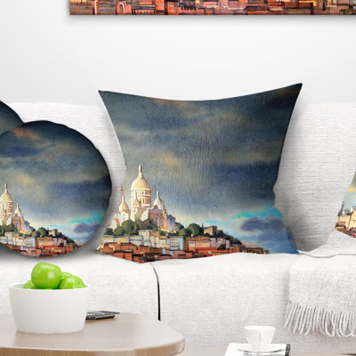 Coussin d’horizon montmartre painting aquarelle