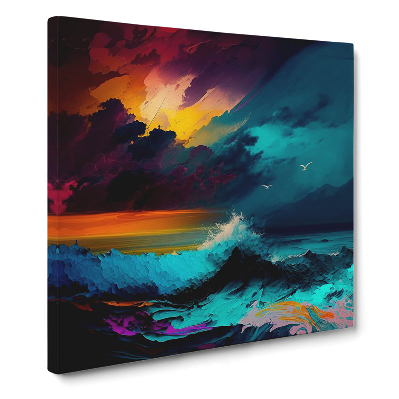 Seascape Abstract Expressionism - Wrapped Canvas - Framed Print, 35cm H x 35cm W x 3cm D