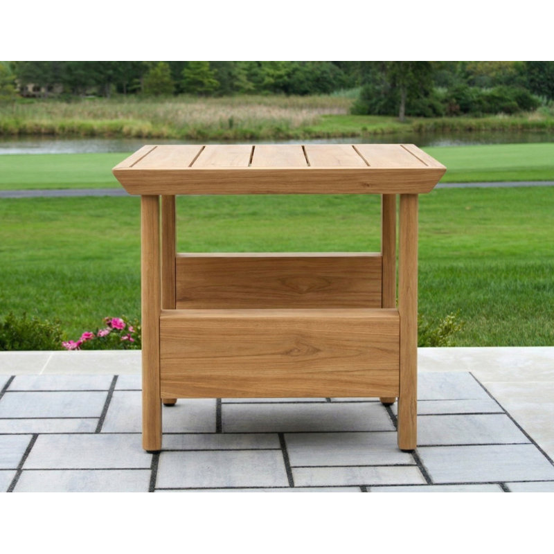 Table d'appoint rectangulaire en teck massif Everlee
