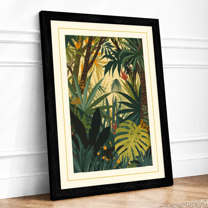 Jungle Canopy Tropical - Framed Print, A3 - 42.0 x 29.7 cm, Black
