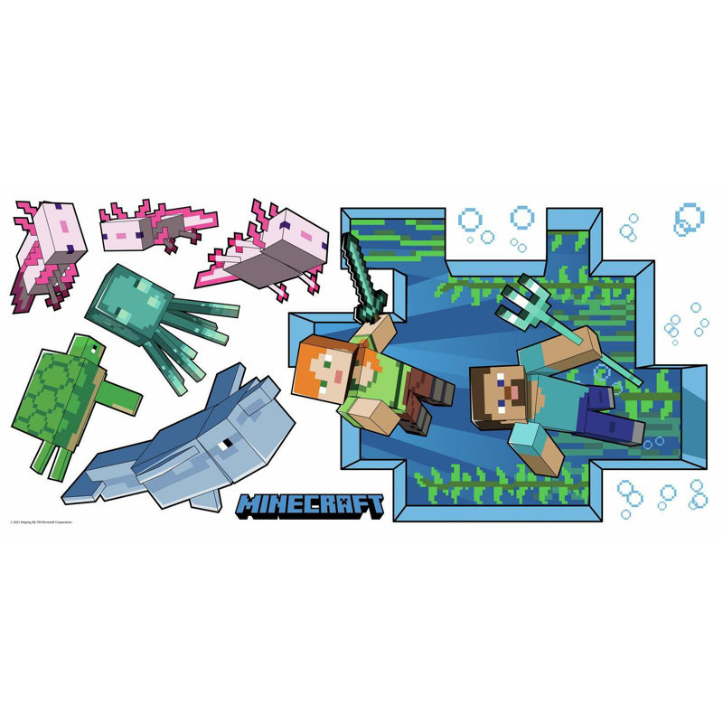 Minecraft Underwater Adventure Peel and Stick Wall Decal Set
