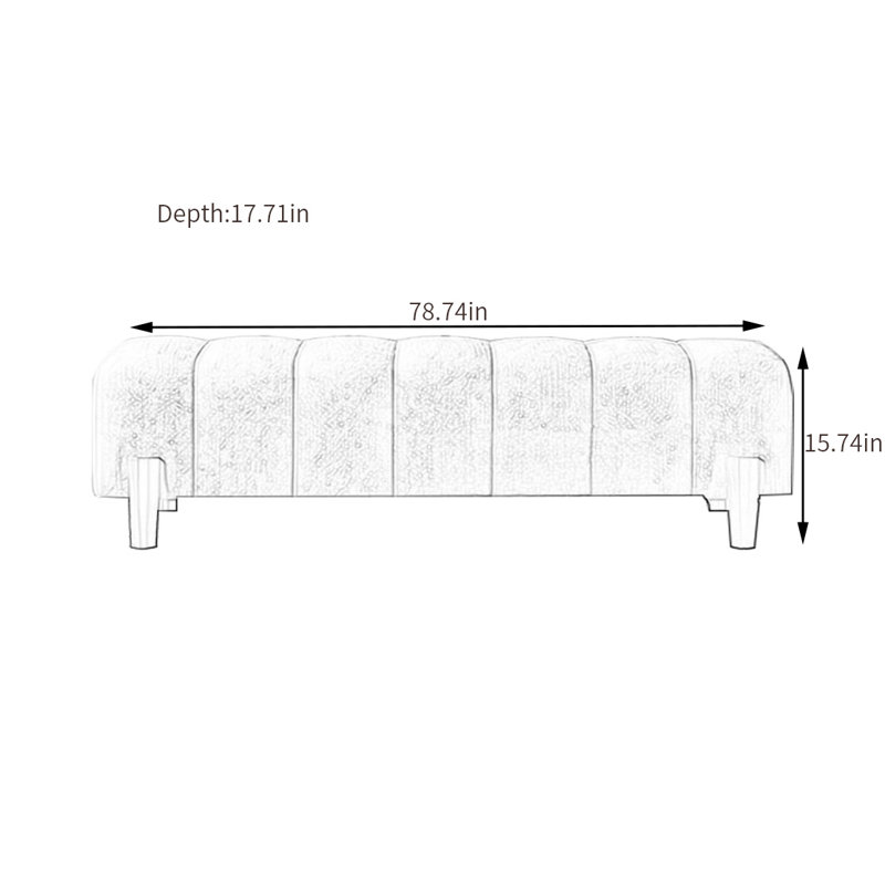 Banc rembourré MySiah, H 15,74 po x l 78,74 po x P 17,71 po