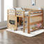 Lit mezzanine double compact avec rangement, maison de jeu rustique en bois aggloméré de pin