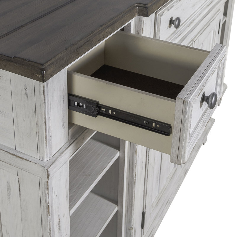 Buffets de 66 po de large Chalita, Blanc / brun