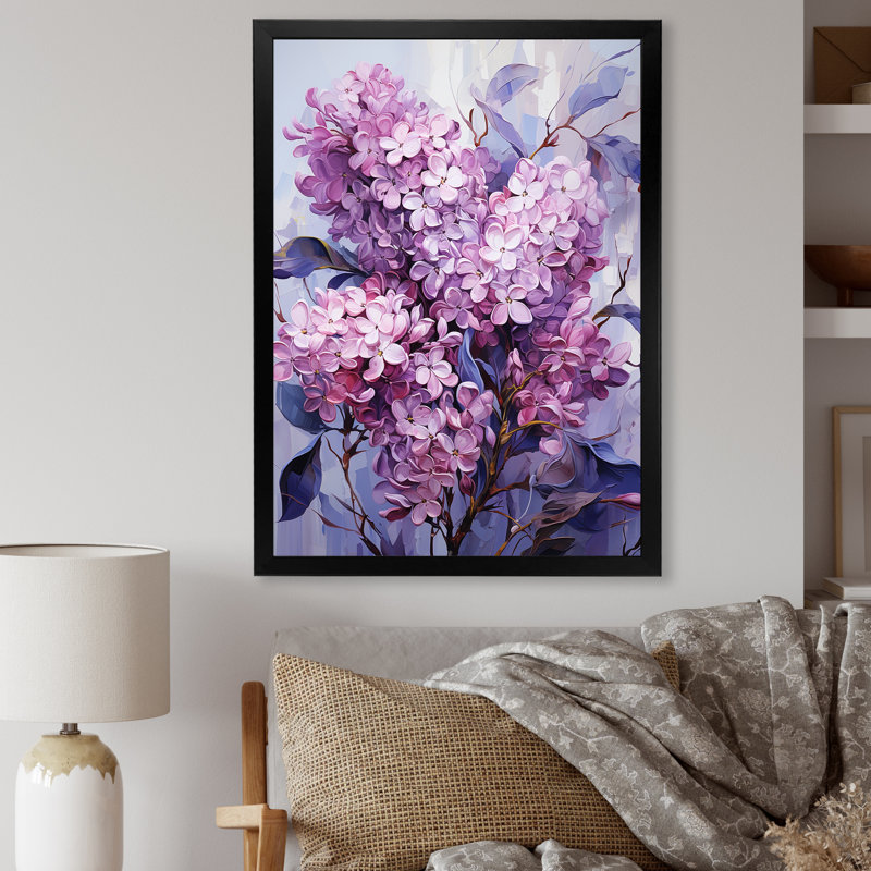 Lilas, minimalisme, rêve III, sur toile, H 40 po x l 30 po x P 1,5 po, Cadre simple noir
