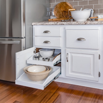 Slide-A-Shelf Made-To-Fit Slide-Out Shelf All White Finish - Full Extension Rails