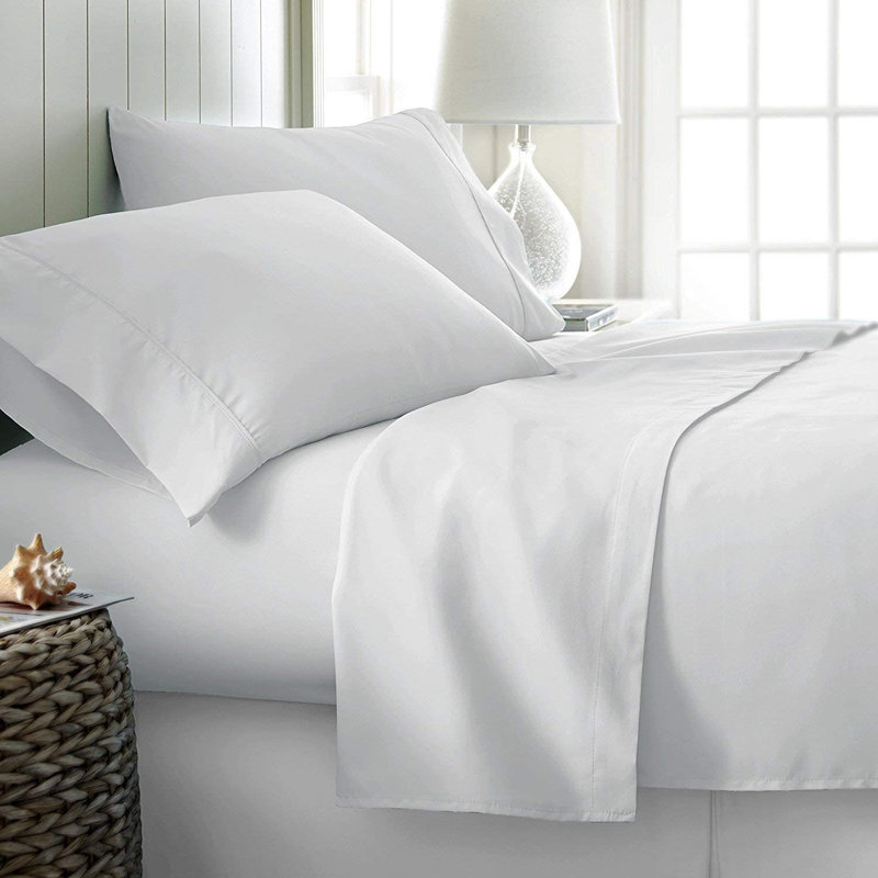 Ensemble de draps 4 pièces blanc, Très grand californien