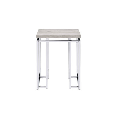 Chafik Natural Oak & Chrome Finish End Table