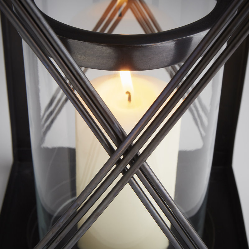Ashbrook Iron Tabletop Lantern, 14.25" H x 6.25" W x 6.25" D