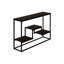 Table d'appoint pour hall d'entrée - Stratifié brun et base en métal noir, contemporain pour chambre étroite avec base supérieure