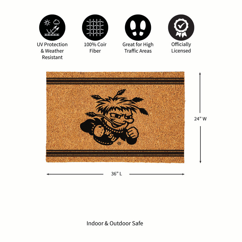 Wichita State University Large Coir Mat, 36"x24"