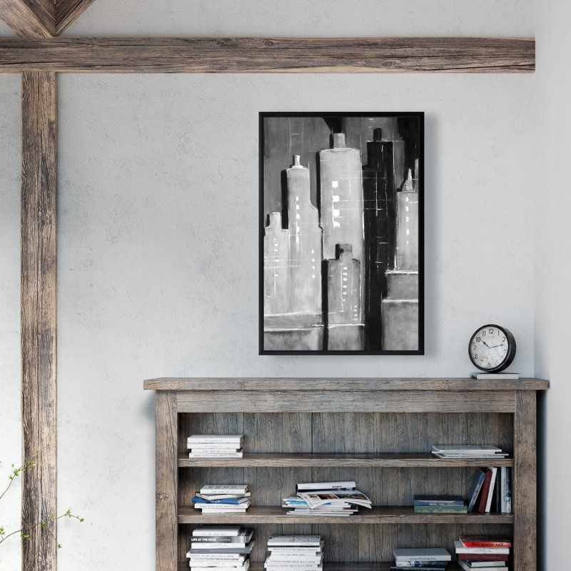 «Abstract Black and White Buildings» sur toile