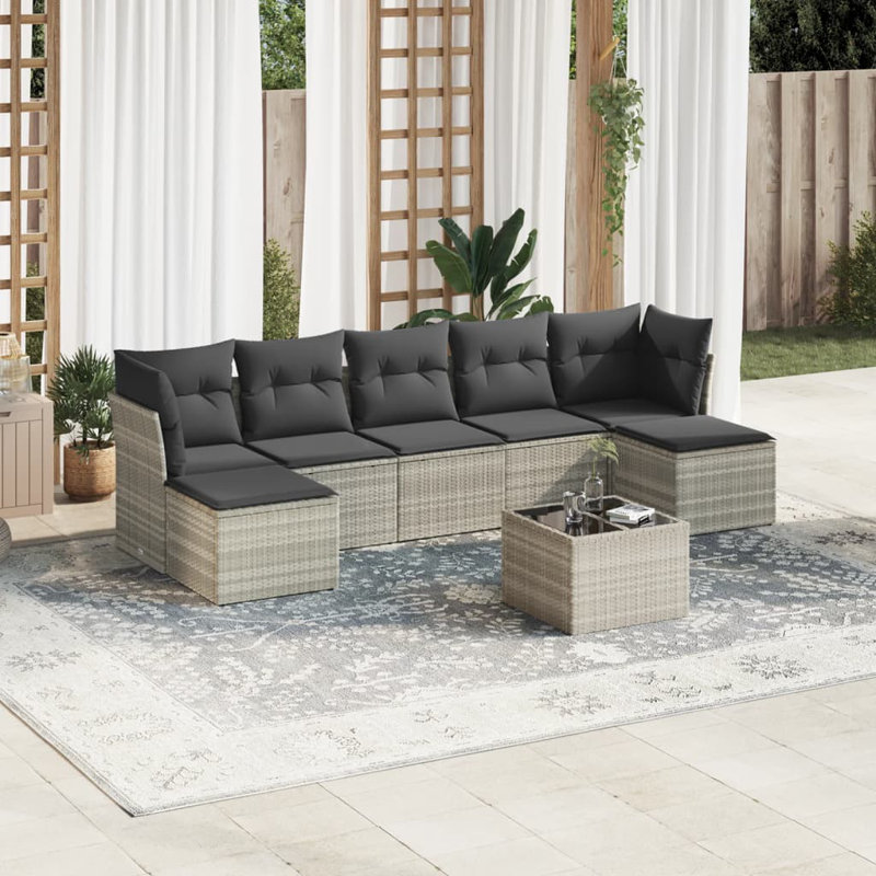  Ensemble de canapé de jardin gris clair, gris foncé