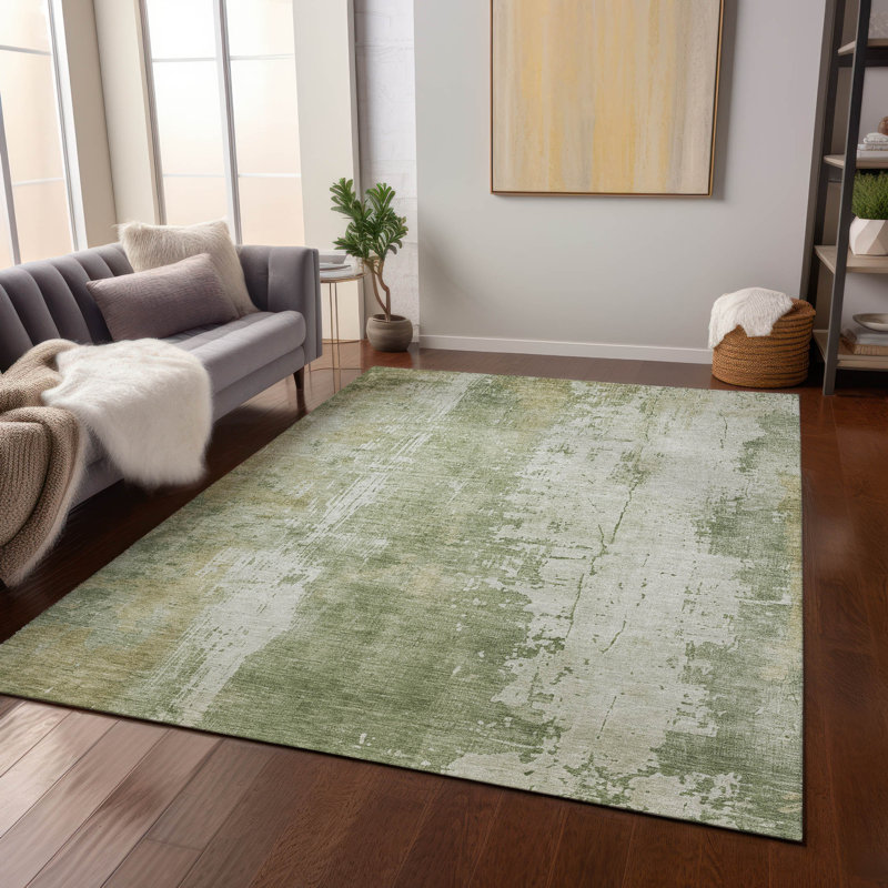 Tapis sauge lavable à la machine intérieur / extérieur Claudian ACN1649, Rectangle 5 pi x 7 pi 6 po