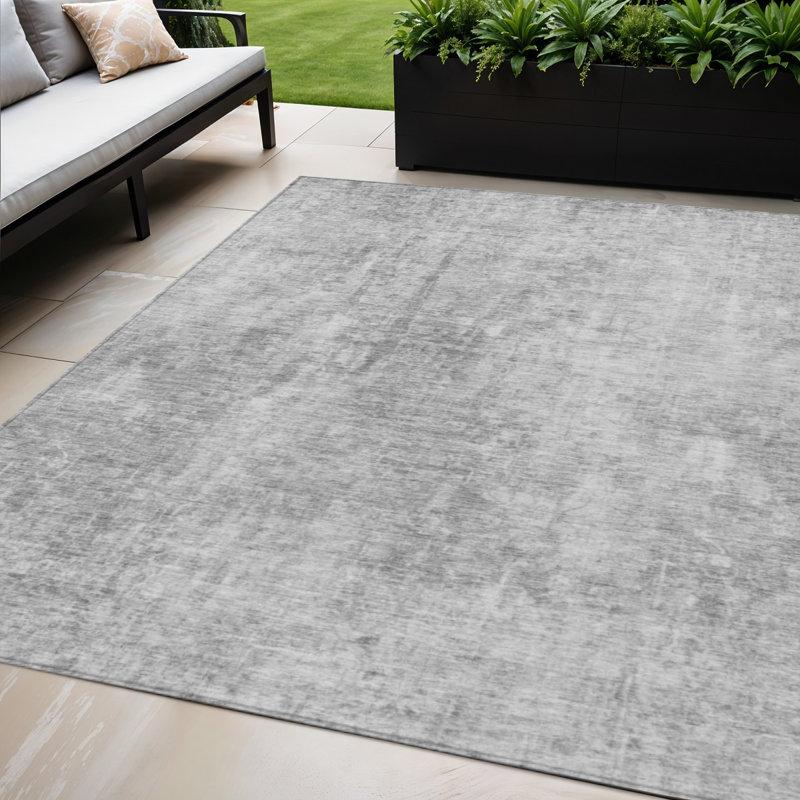 Tapis extérieur gris lavable argenté et gris anthracite 5 pi x 8 pi