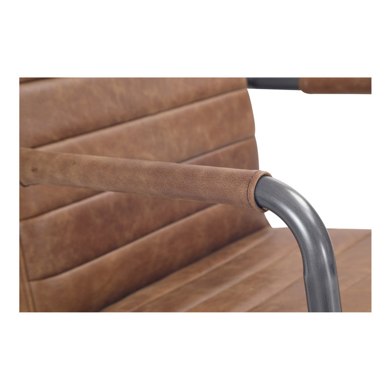 Roy Leather Swivel Office Chair, Brown