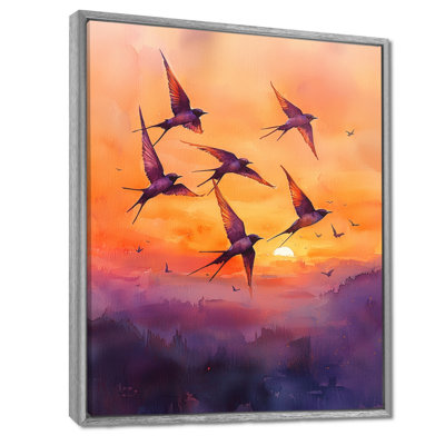 Reproduction d'art sur toile, "Swallows Birds At Sunset VII"