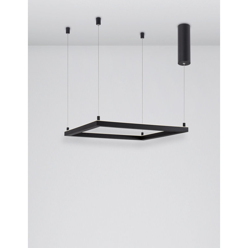 1 - Light LED Geometric Pendant, Black, 120cm H x 50cm W x 50cm D