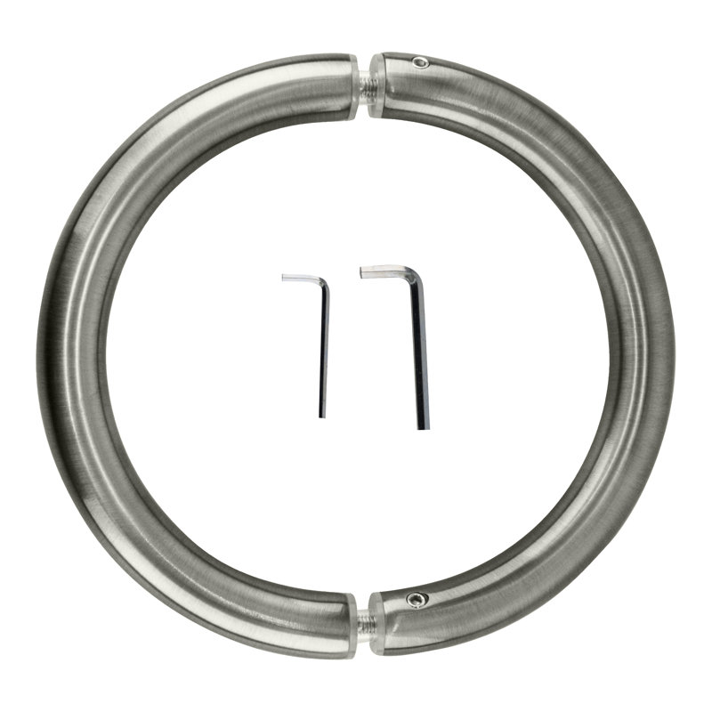 Poignée de porte de douche de style circulaire, fixation dos à dos de 3/16 po à 1/2 po, finition chrome satiné, Chrome satiné