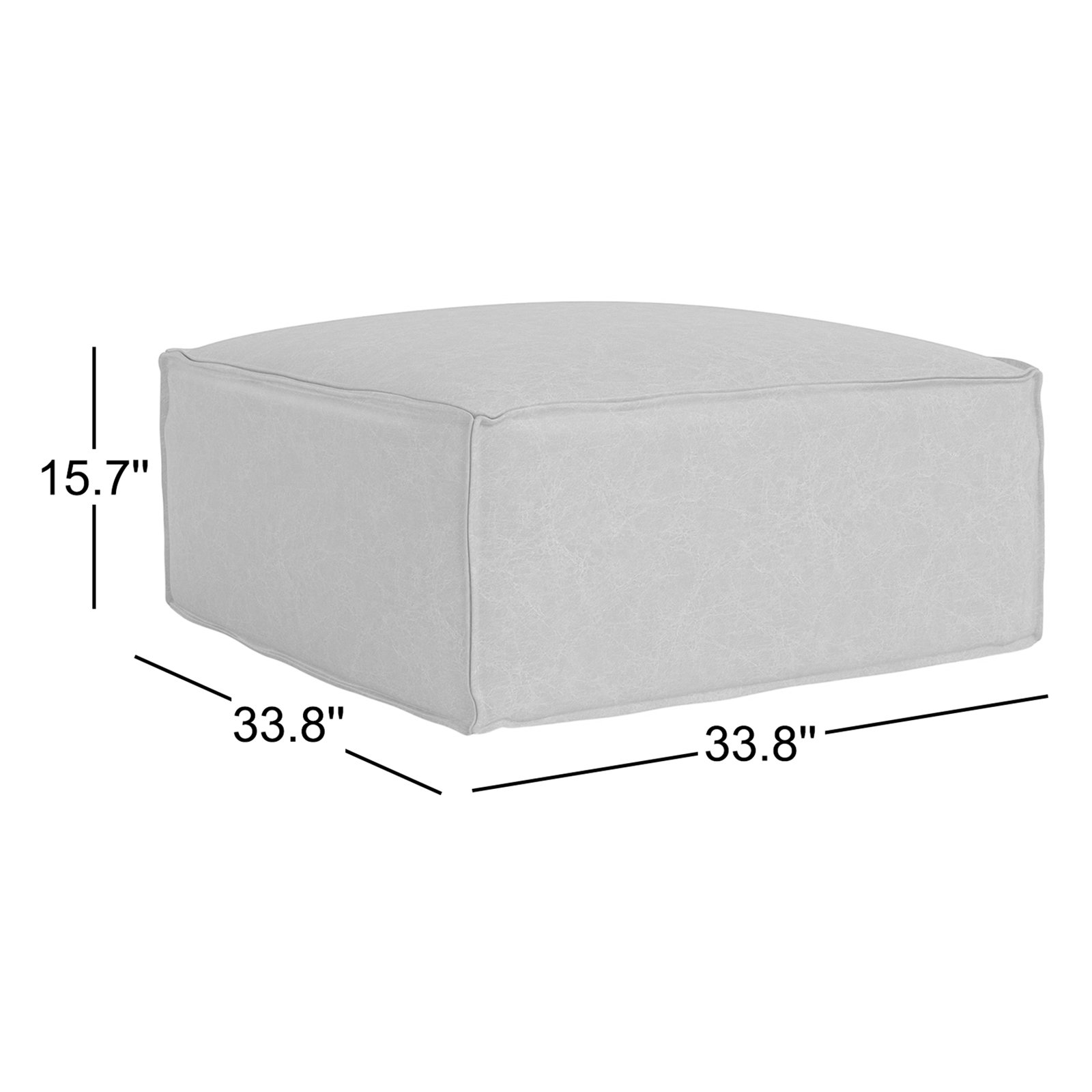 34" Genuine Leather Ottoman, Marseille Brown Genuine Leather